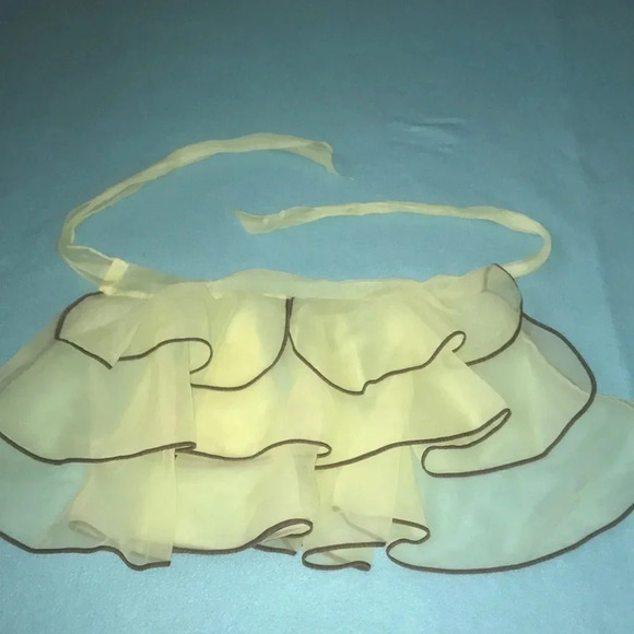 Apron 1970’s Vintage yellow and brown semi sheer ruffles one size fits all - Picture 1 of 7